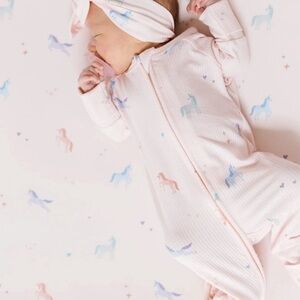Brave Little Ones Unicorn Small Ribbed Zip Romper Size 6-12 Months